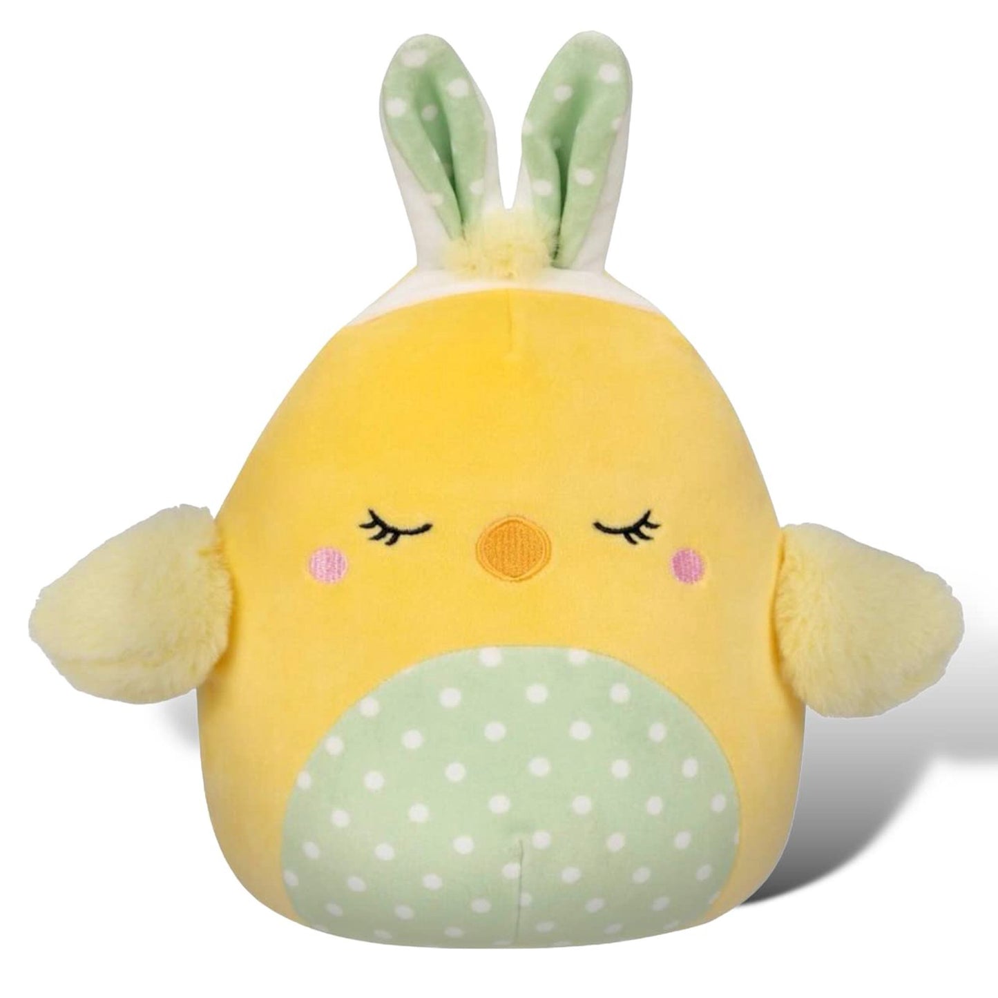 Squishmallows Official Kellytoy 12 Inch Aimee Chick Yellow Plush - Green Bunny Ears and Belly with White Polka Dots - Easter Squad 2023 Stuffed Animal Farm Toy